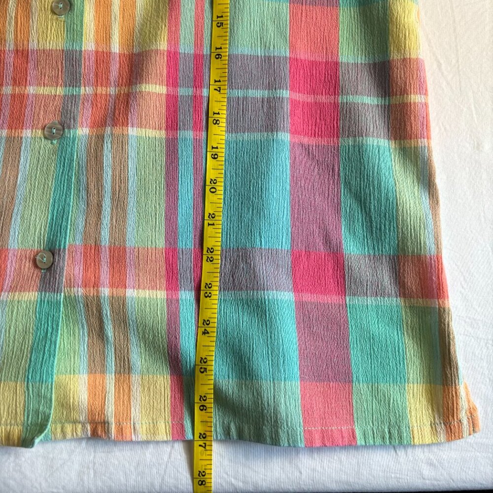 Koret Francisca, Multicolor Plaid Shirt and Teal Pants Set Size L - Picture 7 of 16
